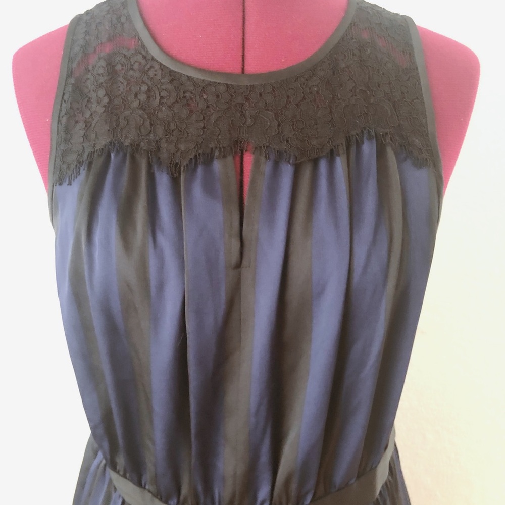 Loft midi navy-violet/ black striped dress.